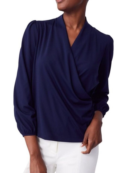 J. McLaughlin Tops - J McLaughlin Sophy Top Womens Size Medium Faux Wrap Surplice Draped Stretch